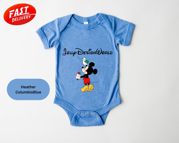 Personalized Baby Bodysuit - Custom Bodysuit with Retro Wavy Name - Cute Personalized Natural Baby, Infant Bodysuit,Disney Custom