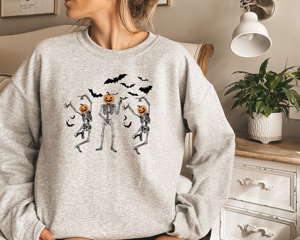 Skeleton dancing Sweatshirt, Halloween Gift, Skull Coffee Cup Sweatshirt, Skeleton Halloween Sweatshirt, Coffee Lover Shirt,Gift for Her