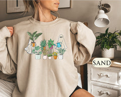 Ghost Plant Lady Sweatshirt, Halloween Plants Crewneck, Plant Lover Gift sweatshirt, Halloween Mom Sweater, Spooky Gardener sweatshirt