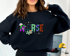 Nurse Halloween Sweatshirt, Spooky Sweatshirt,Halloween Sweatshirt, Cool Halloween Sweatshirt, Funny Halloween Sweatshirt,