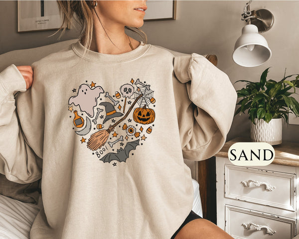 Halloween Doodles Hearth  Gift For Halloween Moms, Cute Halloween , Halloween Sweatshirt, Pumpkin Sweatshirt, Halloween Witch Tee