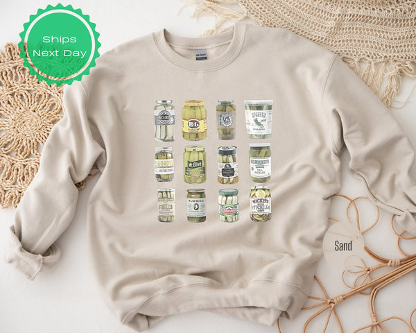 Vintage Canned Pickles Sweatshirt, Canning Season Sweatshirt, Pickle Lovers Sweater, Homemade Pickles Sweater,Pickle Jar Crewneck Sweatshirt