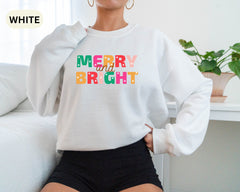 Merry and Bright Sweatshirt, Christmas Sweatshirt, Family Christmas Sweatshirt, Christmas Sweatshirts for Women, Merry Christmas Sweatshirt