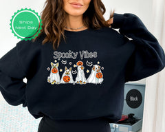 Halloween Sweatshirt,Halloween Sweater,Ghost Sweatshirt,Halloween Dog Sweatshirt,Ghost Dog Shirt,2023 Happy Halloween,Retro Spooky Season