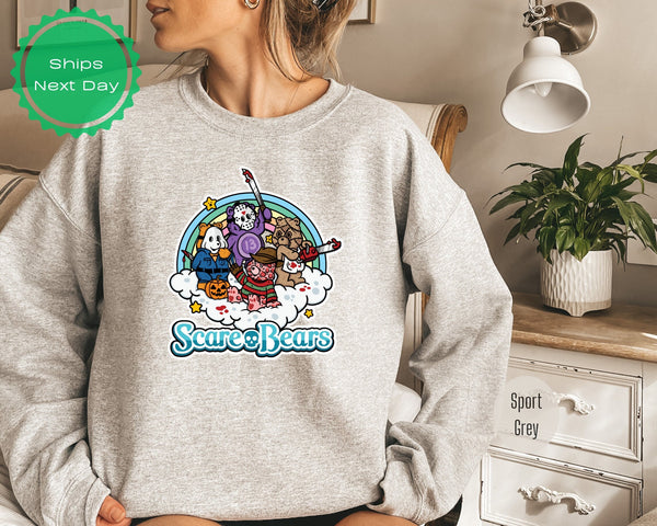 Horror Scare Bears Halloween sweatshirt, Care Bears, Funny Halloween, Vintage Sweatshirt, Horror Characters Hoodie, Serial Killer Sweatshirt