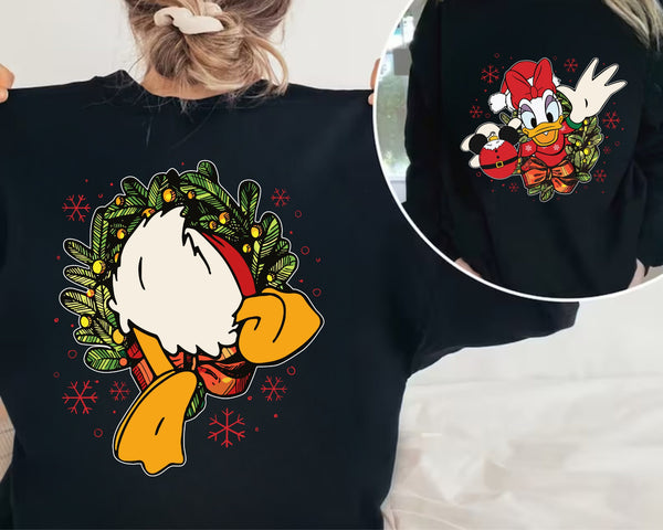 Cute Minnie Tis' The Season Xmas sweatshirt, 2 sided Mickey and Goofy Very Merry Christmas Party 2023 Hoodie, Magic Kingdom Family Trip Gift