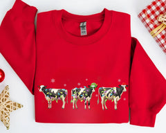 Christmas Cow Sweatshirt, Cow Lights Sweater, Cow Women Sweatshirt, Cow Lover Shirt, Christmas Sweatshirt, Highland Cow Crewneck, Farm Xmas