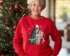 Sorta Merry Sorta Scary Sweatshirt, Funny Christmas Hoodie, Cute Spooky Season And Christmas Hoodie, Christmas Skeleton Sweatshirt