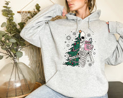 Sorta Merry Sorta Scary Sweatshirt, Funny Christmas Hoodie, Cute Spooky Season And Christmas Hoodie, Christmas Skeleton Sweatshirt