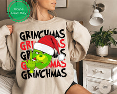 Merry Grinmas , Grin Santa , Middle Finger Grin , Christmas Middle Finger, Funny Christmas, Merry Xmas Gift, Family Disney