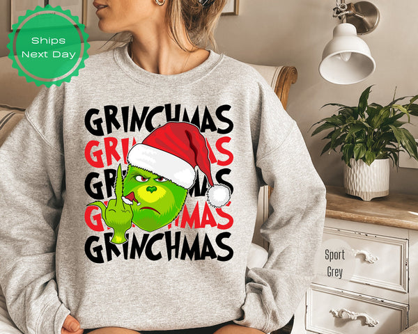 Merry Grinmas , Grin Santa , Middle Finger Grin , Christmas Middle Finger, Funny Christmas, Merry Xmas Gift, Family Disney