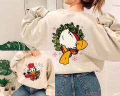 Cute Minnie Tis' The Season Xmas sweatshirt, 2 sided Mickey and Goofy Very Merry Christmas Party 2023 Hoodie, Magic Kingdom Family Trip Gift