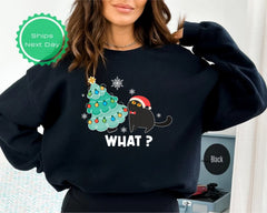 Funny Christmas Cat Sweatshirt, What Christmas Cat Hoodie, Christmas Gifts for Cat Lovers, Christmas Cats hoodies, Christmas cat mom gifts