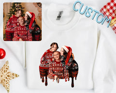 Custom Christmas Face Couple Sweatshirt, Custom Christmas Family , Custom Photo Hoodies, Personalized Christmas hoodies for Family