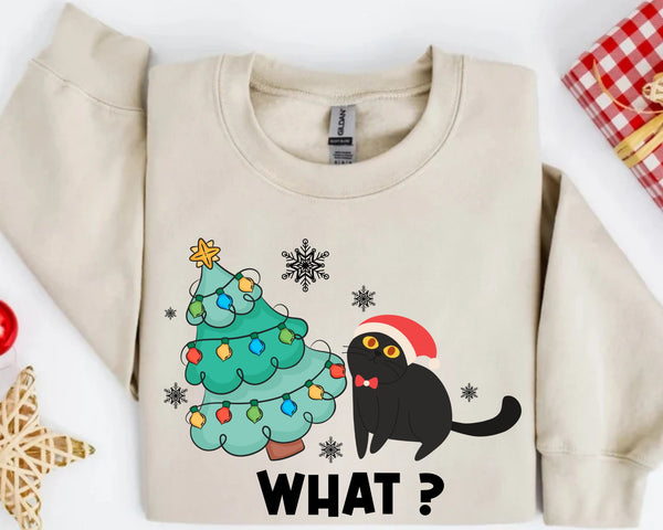 Funny Christmas Cat Sweatshirt, What Christmas Cat Hoodie, Christmas Gifts for Cat Lovers, Christmas Cats hoodies, Christmas cat mom gifts