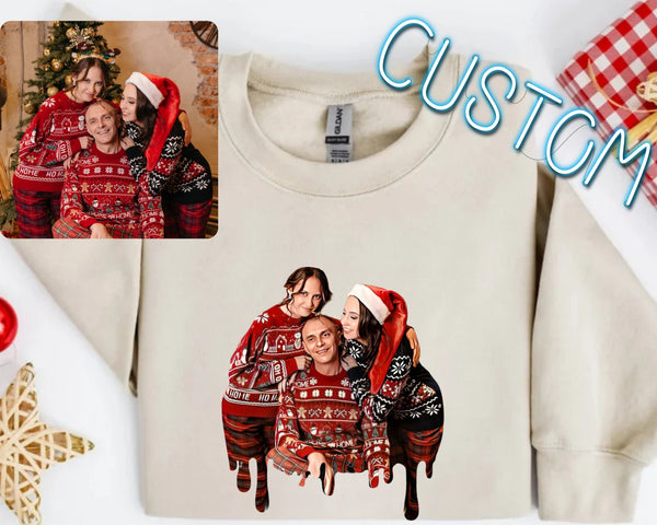 Custom Christmas Face Couple Sweatshirt, Custom Christmas Family , Custom Photo Hoodies, Personalized Christmas hoodies for Family