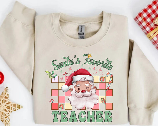 Christmas Teacher Sweatshirt, Retro santa Teacher, Teaching Tee,Teachers Day, Teachers Life hoodies,Teacher Life,Christmas Sweatshirt