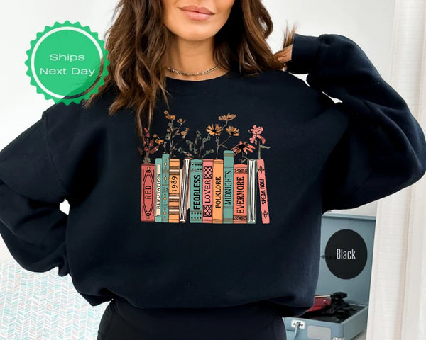 Albums As Books Sweatshirt, Trendy Aesthetic For Book Lovers, Crewneck Sweater, Folk Music Hoodie, Country Music Hoodie, RACK Music Sweater