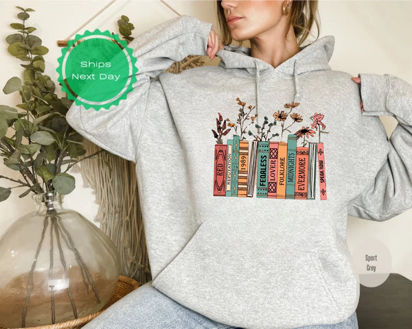 Albums As Books Sweatshirt, Trendy Aesthetic For Book Lovers, Crewneck Sweater, Folk Music Hoodie, Country Music Hoodie, RACK Music Sweater