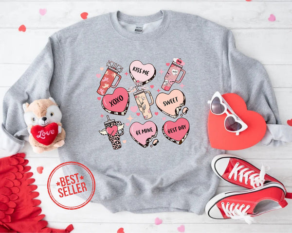 Funny Valentine Candy Heart Stanley Tumbler Shirt, Obsessive Cup Disorder Valentine's Day Sweatshirt, Valentines Candy Heart