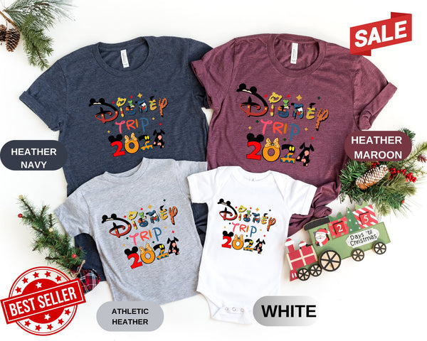 Disney Trip 2024 Family Shirts, Disney 2024 Vacation Tshirt, Disney Matching Shirts, Disney 2024 Trip Your Family Name Shirts, Custom Disney