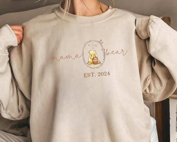 Mama Bear Winnie The Pooh Sweatshirt, Mama Est ,Mama Bear Sweatshirt, Winnie Pooh Mama Hoodie