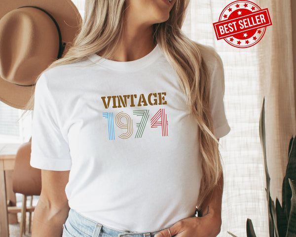 1974 Birthday TShirt UK, 50th Birthday Gifts for Women, 50th Birthday Tshirt, Vintage 1974 Birthday Shirt, Birthday Gift for Mum Grandpa