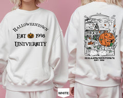 Halloweentown Est 1998 Back and Front Sweatshirt, Retro Halloween Town Crewneck Sweater Halloweentown University Halloween Fall hoodies