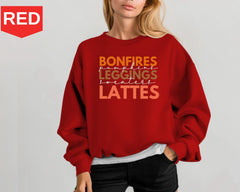 Bonfires Pumpkins Leggings Sweaters Lattes Sweatshirt, Thanksgiving Sweatshirt, Fall Autumn Sweater, Hello Autumn Hoodies, Thanksgiving Gift