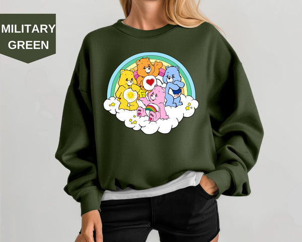 Watercolor Care Bears Sweatshirt, Care Bears Family Sweatshirt, 90s Nostalgia Sweatshirt, 80s Cartoon Sweatshirt,  Care Bears hoodie