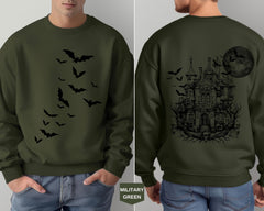 Haunted House Comfort Colors Halloween Sweatshirt Halloween Party Bats Crewneck Spooky Season Pullover Vintage Halloween Sweater Trendy