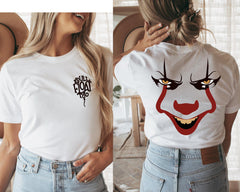 You'll Float Too Halloween T-Shirt, Scary Horror Clown Tee, 2 Sided IT Movie Shirt, Horror Character Balloon Costume