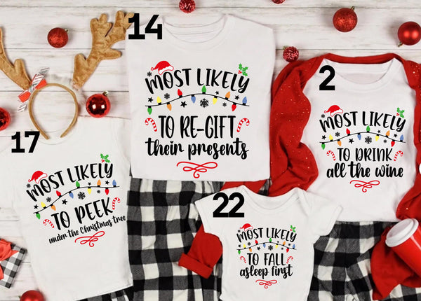 Most Likely To Christmas Shirt, Matching Family Shirts, Couples Pajamas, Holiday Family Gift, Funny Christmas Pajamas