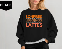 Bonfires Pumpkins Leggings Sweaters Lattes Sweatshirt, Thanksgiving Sweatshirt, Fall Autumn Sweater, Hello Autumn Hoodies, Thanksgiving Gift