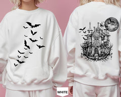 Haunted House Comfort Colors Halloween Sweatshirt Halloween Party Bats Crewneck Spooky Season Pullover Vintage Halloween Sweater Trendy