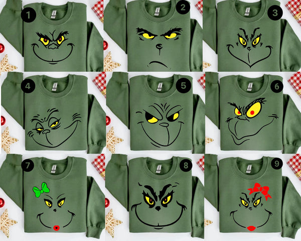 Grinch Squad Christmas sweatshirts For Family, Grinch Christmas Sweatshirt,Grinch Family Matching Tee, Grinchmas Hoodie, Grinch face Costume